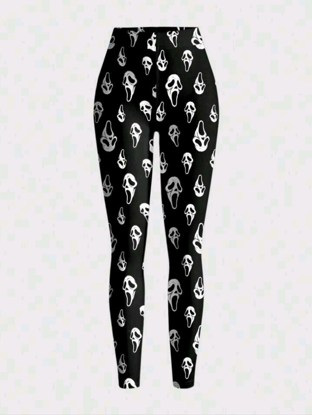 Romwe Black Halloween Horror Scream Ghostface Mask Print Leggings